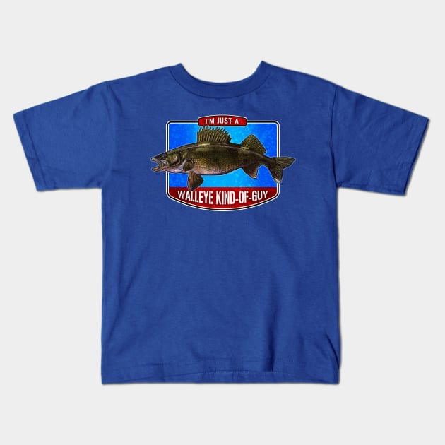 Walleye Guy Fishing Design Kids T-Shirt by fishweardesigns